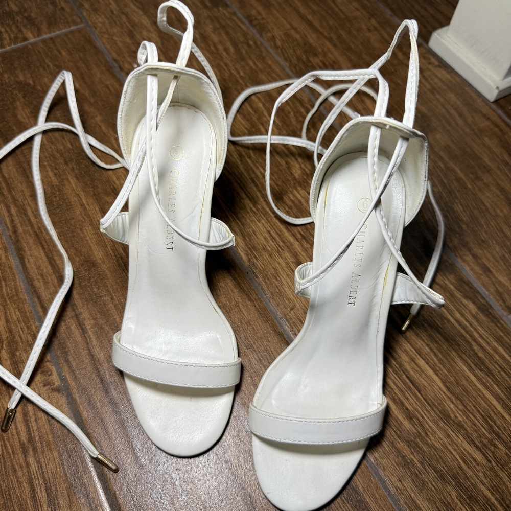 Charles Albert White Strappy Women's Heels